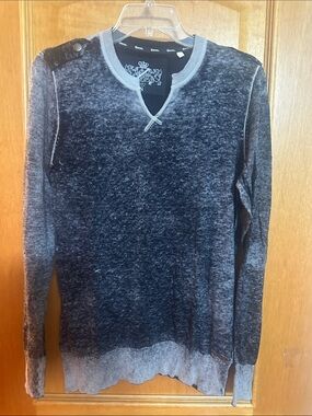 Guess Black and Gray Washed V‑Neck Sweater